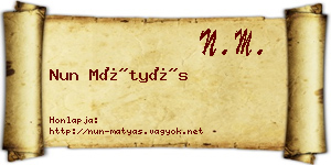 Nun Mátyás névjegykártya
